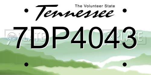 7DP4043 Tennessee License Plate