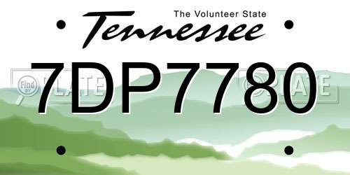 7DP7780 Tennessee License Plate