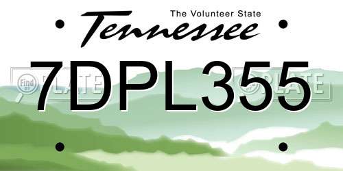7DPL355 Tennessee License Plate