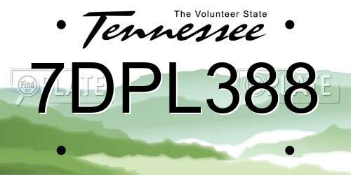 7DPL388 Tennessee License Plate