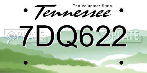 7DQ622 Tennessee License Plate