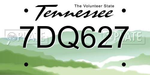 7DQ627 Tennessee License Plate