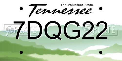 7DQG22 Tennessee License Plate