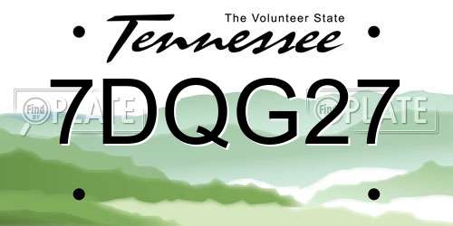 7DQG27 Tennessee License Plate