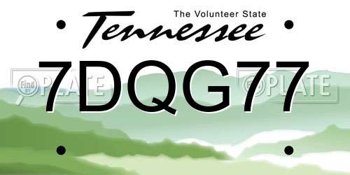 7DQG77 Tennessee License Plate