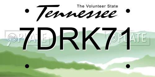 7DRK71 Tennessee License Plate