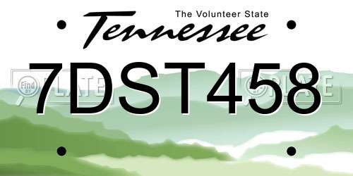 7DST458 Tennessee License Plate