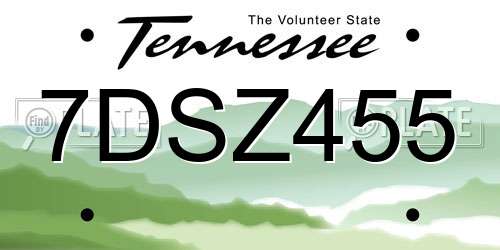 7DSZ455 Tennessee License Plate
