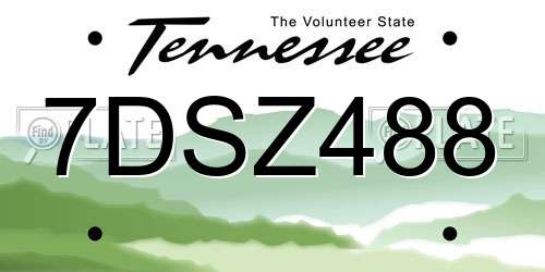 7DSZ488 Tennessee License Plate