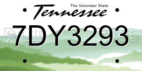 7DY3293 Tennessee License Plate