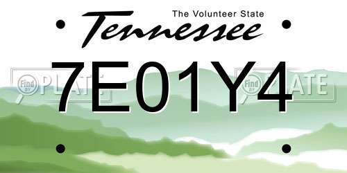 7E01Y4 Tennessee License Plate