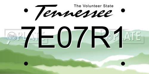 7E07R1 Tennessee License Plate