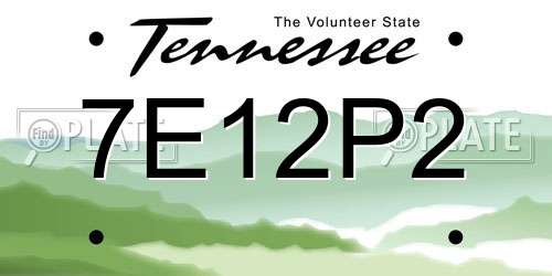 7E12P2 Tennessee License Plate
