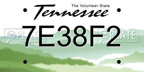 7E38F2 Tennessee License Plate
