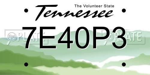 7E40P3 Tennessee License Plate