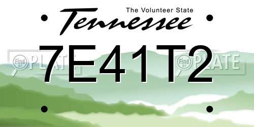 7E41T2 Tennessee License Plate