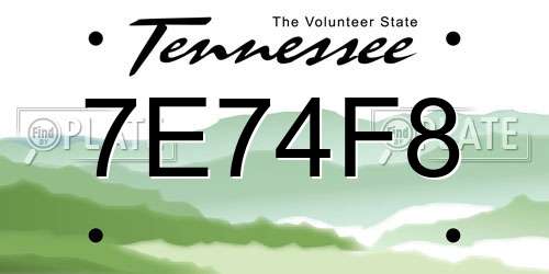7E74F8 Tennessee License Plate