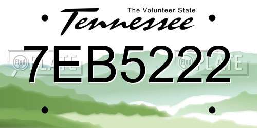 7EB5222 Tennessee License Plate