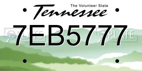 7EB5777 Tennessee License Plate
