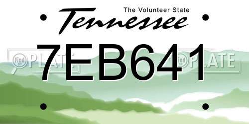 7EB641 Tennessee License Plate