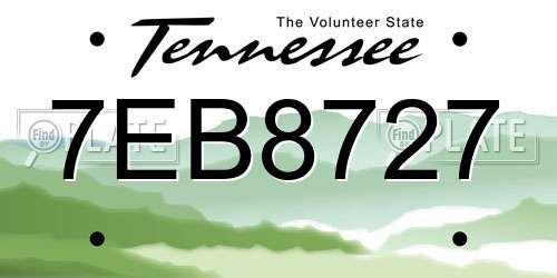 7EB8727 Tennessee License Plate