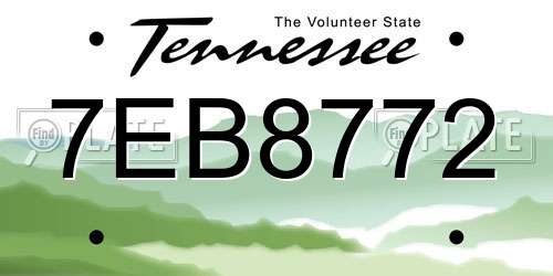 7EB8772 Tennessee License Plate