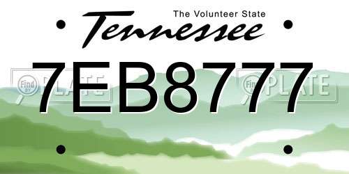 7EB8777 Tennessee License Plate