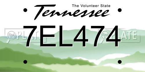 7EL474 Tennessee License Plate