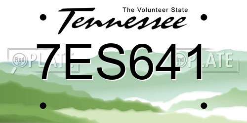 7ES641 Tennessee License Plate