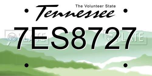 7ES8727 Tennessee License Plate