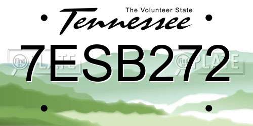 7ESB272 Tennessee License Plate