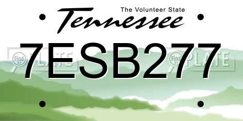 7ESB277 Tennessee License Plate