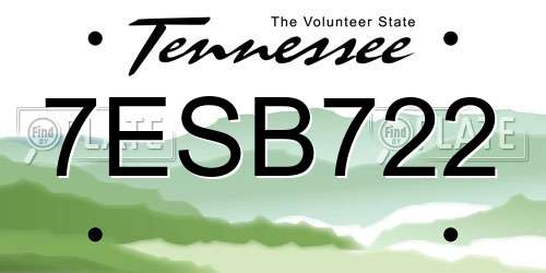 7ESB722 Tennessee License Plate