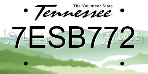 7ESB772 Tennessee License Plate