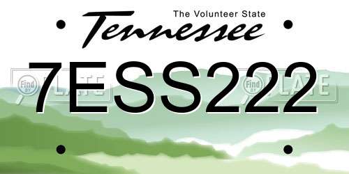 7ESS222 Tennessee License Plate