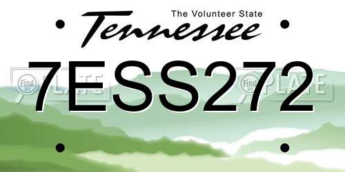 7ESS272 Tennessee License Plate