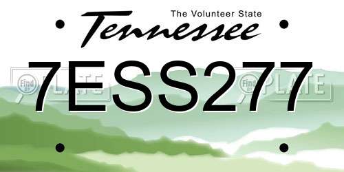 7ESS277 Tennessee License Plate