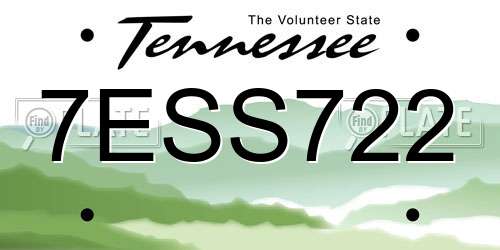 7ESS722 Tennessee License Plate