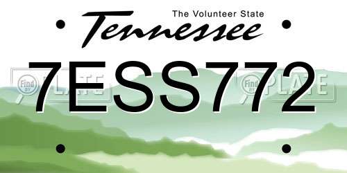 7ESS772 Tennessee License Plate