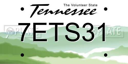 7ETS31 Tennessee License Plate