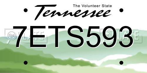 7ETS593 Tennessee License Plate