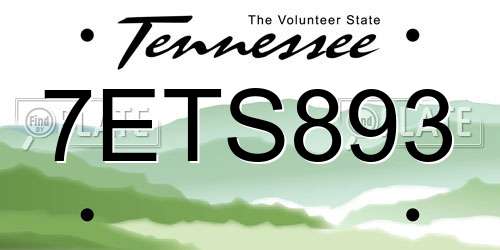 7ETS893 Tennessee License Plate