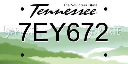 7EY672 Tennessee License Plate