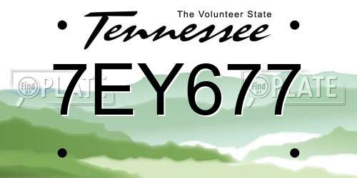 7EY677 Tennessee License Plate