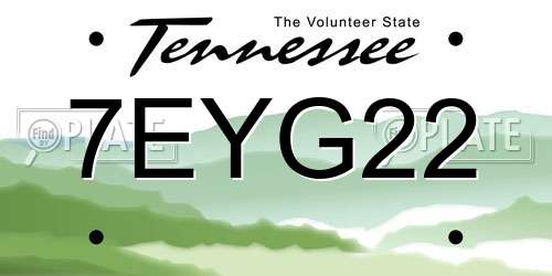 7EYG22 Tennessee License Plate