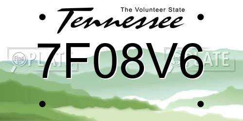 7F08V6 Tennessee License Plate