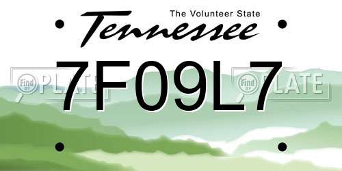 7F09L7 Tennessee License Plate
