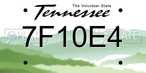 7F10E4 Tennessee License Plate