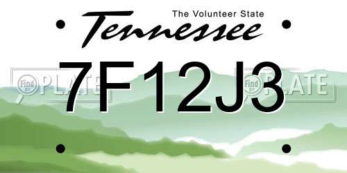 7F12J3 Tennessee License Plate