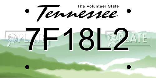 7F18L2 Tennessee License Plate